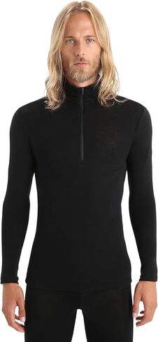 Icebreaker Men's Everyday Long-Sleeved Shirt with Half Zip – Functional Shirt Men's – 100% Merino Wool Base Layer, espresso, L in Kuwait