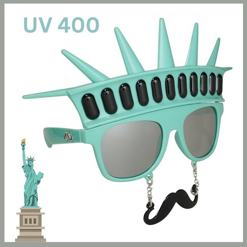 Sun-Staches Uncle Sam Blue Lens Sunglasses | Americana Costume Accessory | UV 400 | One Size Fits Most in Saudi Arabia