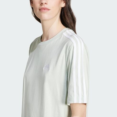 أديداس 3-Stripes Boyfriend تي شيرت فستان أخضر جامعي / أبيض LG in Saudi Arabia