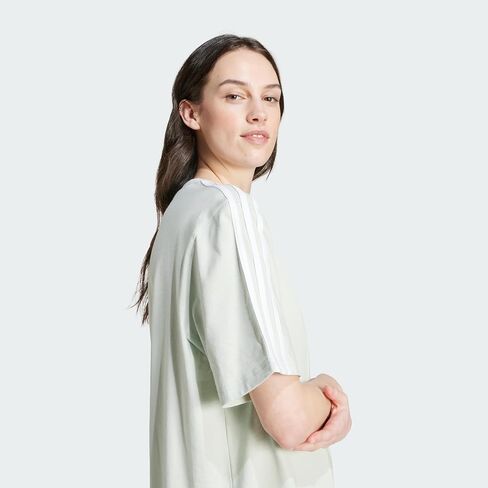 أديداس 3-Stripes Boyfriend تي شيرت فستان أخضر جامعي / أبيض LG in Saudi Arabia