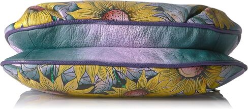Anna by Anuschka Women's Genuine Leather Small Multi-Compartment Cross Body | Zip-Top Organizer with Outside Pockets | Floral Paradise in Saudi Arabia