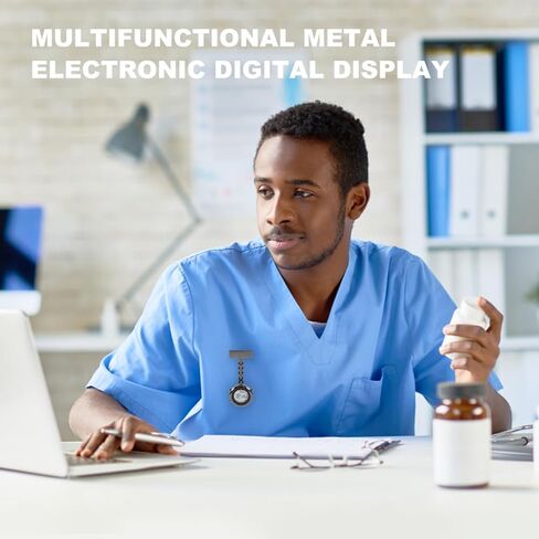 ساعة ibasenice الرقمية بمشبك للممرضات - ساعة معلقة من الفولاذ المقاوم للصدأ وساعة جيب مضيئة للرجال والنساء in Kuwait