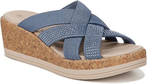 BZees Womens Reign Machine Washable Comfort Wedge Sandal Sugar White in Saudi Arabia