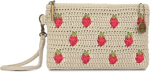 The Sak Vita Wristlet in Crochet, Single Wrist Strap, Ecru Multi Beads in Saudi Arabia