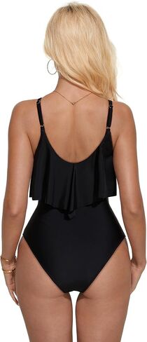 SUUKSESS Women Slimming Ruffle One Piece Swimsuits Ruched Tummy Control Bathing Suits in Kuwait