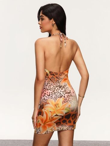 Verdusa Women's Going Out Dresses Cutout Front Sleeveless Open Back Halter Bodycon Mini Dress in Saudi Arabia