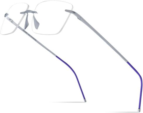 FONEX Titanium Glasses Frame Men,Rimless Square Eyeglasses Frameless Myopia Optical Eyewear 8557 in Saudi Arabia