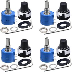 DaFuRui 20 PCS B10K 10K Ohm Potentiometer 6 Terminals Knurled Split Shaft Rotary Linear Dual Taper Audio B Type Potentiometer 10k Linear Potentiometer with Black Knob Kit in Saudi Arabia