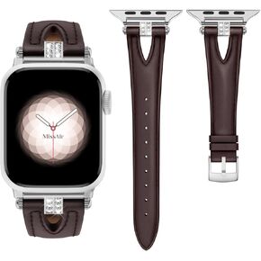 Missair Bands Compatible with Apple Watch Band 38mm 40mm 41mm 42mm 44mm 45mm 49mm for Women Girl, Slim Metal Dressy Jewelry Bracelet with Bling Diamond for iWatch Series 9 8 7 6 5 4 3 2 1 SE Ultra
