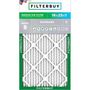 مرشح هواء Filterbuy 16x25x1 MERV 8 Dust Defense (عبوة واحدة)، استبدال مرشحات هواء فرن HVAC AC المطوية (الحجم الفعلي: 15.50 × 24.50 × 0.75 بوصة)