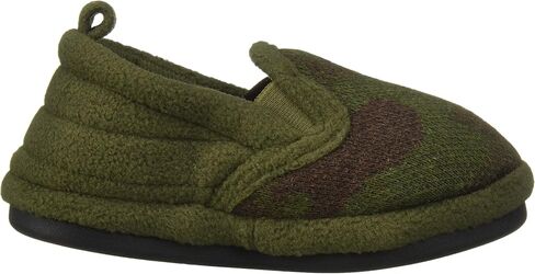 Dearfoams Boys' Kid's Camo and Fleece Clog Slipper, Cayenne, 4-5 Youth US Little kid in Saudi Arabia