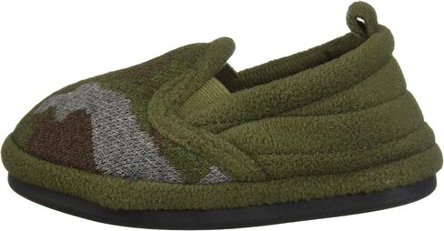 Dearfoams Boys' Kid's Camo and Fleece Clog Slipper, Cayenne, 4-5 Youth US Little kid in Saudi Arabia