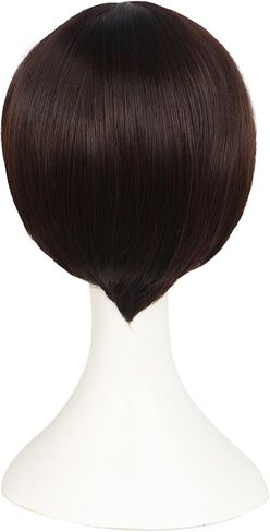 Anogol Hair Cap + Short Black Bowl Cut Wig Mushroom Wigs with Bangs for Men Boys Women Funny Wigs for Movie Halloween Cosplay Costume Party in Saudi Arabia