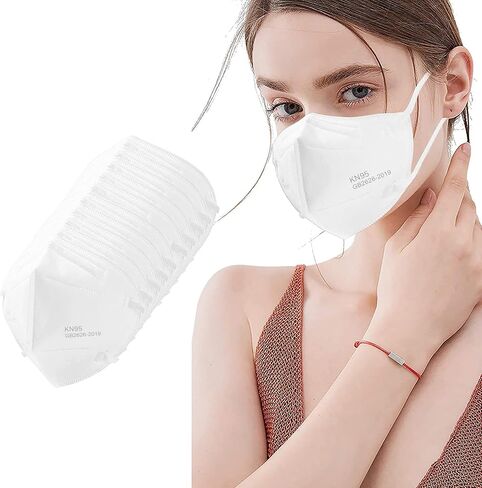 LEMENT 25pcs KN95 Face Mask Black 5 Layer Cup Dust Safety Masks Filter Efficiency≥95% Breathable Elastic Ear Loops Black Masks in Kuwait