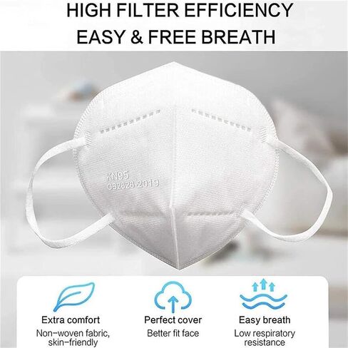LEMENT 25pcs KN95 Face Mask Black 5 Layer Cup Dust Safety Masks Filter Efficiency≥95% Breathable Elastic Ear Loops Black Masks in Kuwait