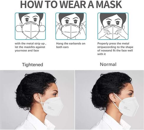 LEMENT 25pcs KN95 Face Mask Black 5 Layer Cup Dust Safety Masks Filter Efficiency≥95% Breathable Elastic Ear Loops Black Masks in Kuwait