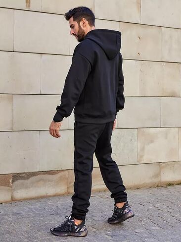 JIHUILAI بدلات رياضية مخملية للرجال 2 قطعة هوديس مع Sweatpants مجموعات عادية الجري الركض الرياضة البدلة مجموعات S-3XL in Kuwait