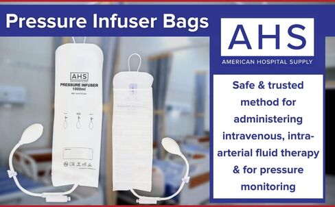 AHS American Hospital Supply Medical Pressure Infusion Bag 3000ml IV Pole Infusion Sack with 3 Way Stopcock Smart Design and Easy to Use | Medical Supplies & Equipment (1 Each) in Kuwait