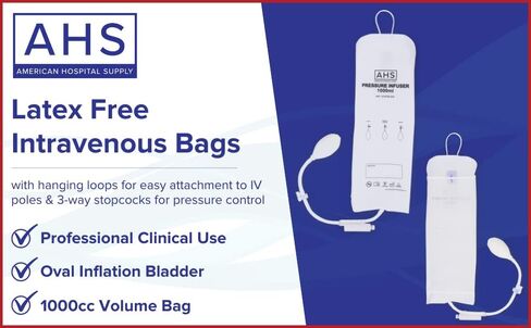 AHS American Hospital Supply Medical Pressure Infusion Bag 3000ml IV Pole Infusion Sack with 3 Way Stopcock Smart Design and Easy to Use | Medical Supplies & Equipment (1 Each) in Kuwait
