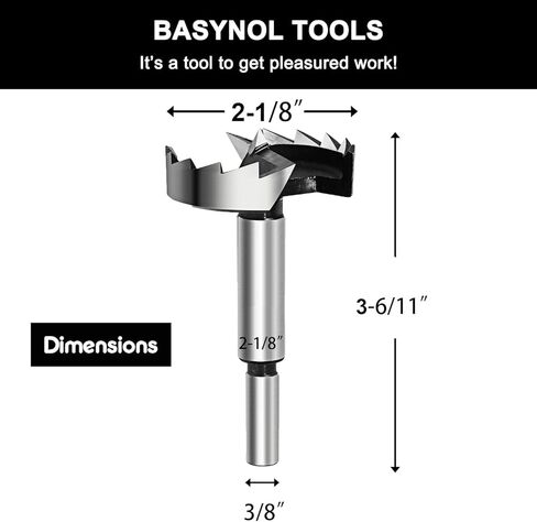 Forstner Bits Set,BASYNOL 5Pcs Forstner Drill bit Set (Ø15/20/25/30/35mm), Wood Drilling bits Set with Round Shank in Kuwait