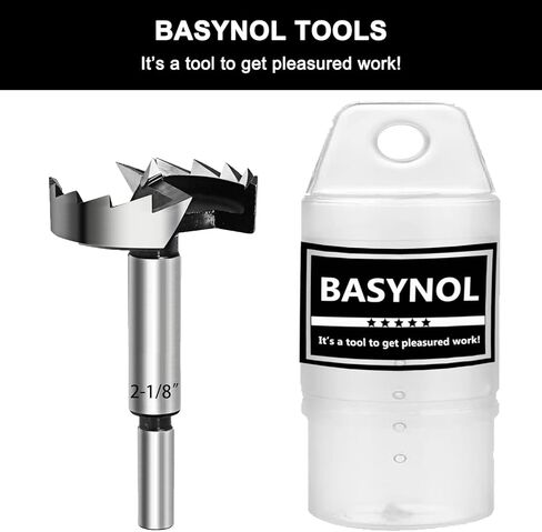 Forstner Bits Set,BASYNOL 5Pcs Forstner Drill bit Set (Ø15/20/25/30/35mm), Wood Drilling bits Set with Round Shank in Kuwait