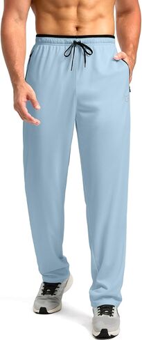 G Gradual Men's Sweatpants Open Bottom with Zip Pockets Mesh Lightweight Workout Pants for Running, Athletic, Lounge (2PCS: Navy/Greyblue, XX-Large) in Saudi Arabia