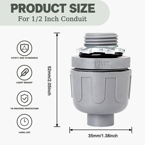 3/4 Inch Liquid Tight Connector Electrical Conduit Fittings for Electrical Enclosures and Hubs 6 Pack (4 pcs 180 Degree and 2 pcs 90 Degree) in Saudi Arabia