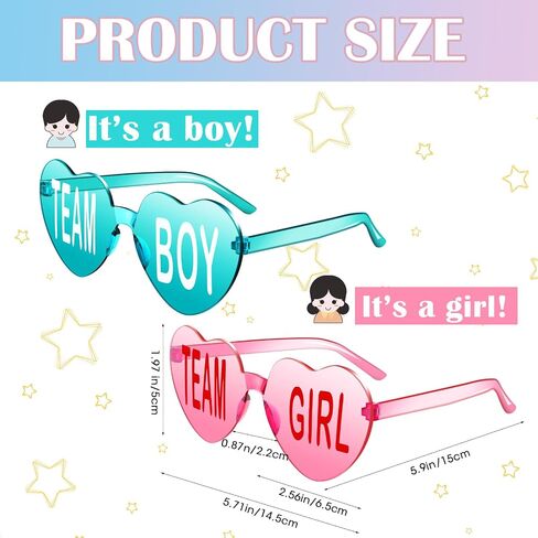 8 Pairs Blue and Pink Sunglasses Frameless Gender Reveal Glasses Team Girl and Team Boy Decor for Gender Reveal Party in Saudi Arabia