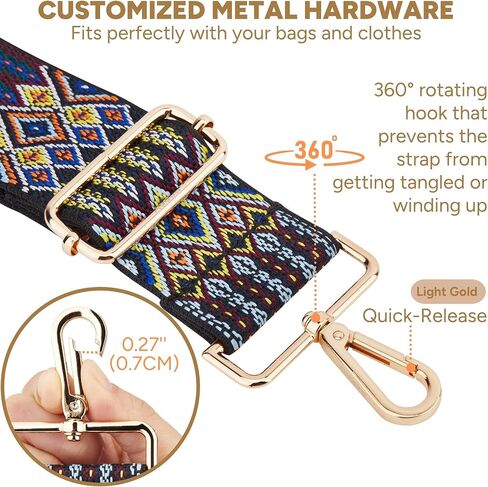 BAKKO Purse Strap Replacement 2" Wide Shoulder Strap for Crossbody Bags Handbags Messenger Duffel Bags Gold Metal Hardware Adjustable Length from 31" to 57" - Jacquard Leopard in Kuwait