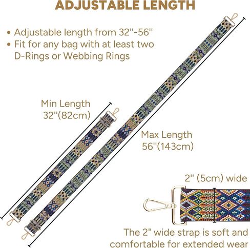BAKKO Purse Strap Replacement 2" Wide Shoulder Strap for Crossbody Bags Handbags Messenger Duffel Bags Gold Metal Hardware Adjustable Length from 31" to 57" - Jacquard Leopard in Kuwait
