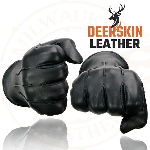 Milwaukee Leather SH875 Men's Black Thermal Lined Deerskin Motorcycle Hand Gloves W/Snap Wrist Closure in Saudi Arabia