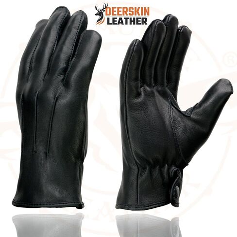 Milwaukee Leather SH875 Men's Black Thermal Lined Deerskin Motorcycle Hand Gloves W/Snap Wrist Closure in Saudi Arabia