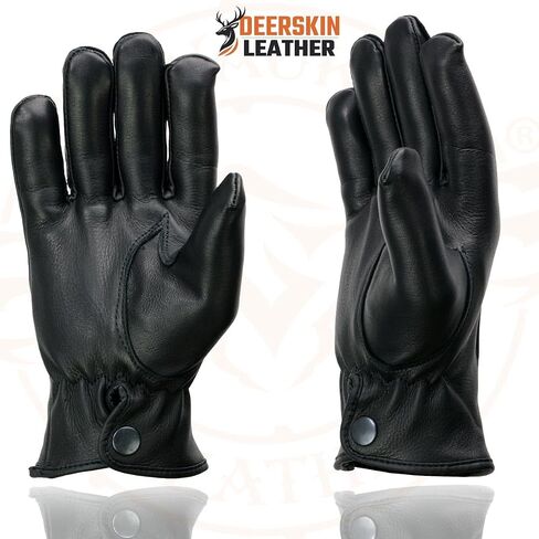 Milwaukee Leather SH875 Men's Black Thermal Lined Deerskin Motorcycle Hand Gloves W/Snap Wrist Closure in Saudi Arabia