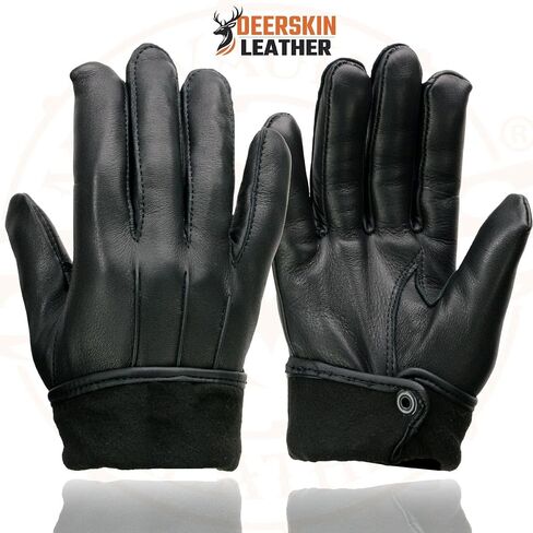 Milwaukee Leather SH875 Men's Black Thermal Lined Deerskin Motorcycle Hand Gloves W/Snap Wrist Closure in Saudi Arabia