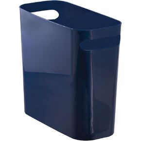 mDesign Plastic Small Trash Can, 1.5 Gallon/5.7-Liter Wastebasket, Narrow Garbage Bin with Handles for Bathroom, Laundry, Home Office - Holds Waste, Recycling, 10" High, Aura Collection, Silver in Kuwait