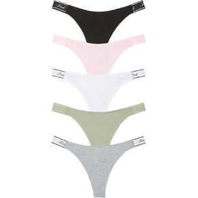Victoria's Secret PINK Cotton Logo Thong Panty Pack, Women's Underwear (XS-XXL)