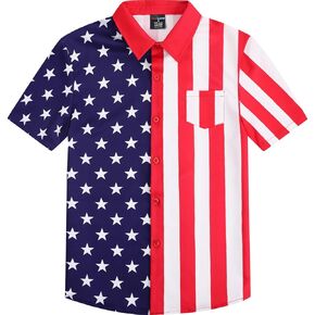 COSLAND Boys' Short Sleeve Button Down Shirts, Kids Novelty Top, X-Small-Large