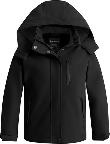 Wantdo Girl's Waterproof Ski Jacket Warm Winter Coat Windproof Outdoor Winter Snowboarding Jackets Fleece Hooded Rain Coats in Saudi Arabia