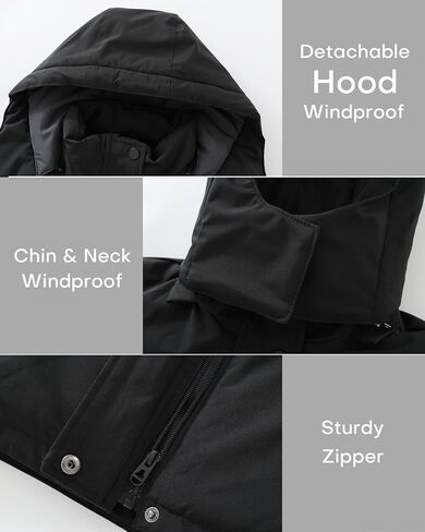 Wantdo Girl's Waterproof Ski Jacket Warm Winter Coat Windproof Outdoor Winter Snowboarding Jackets Fleece Hooded Rain Coats in Saudi Arabia