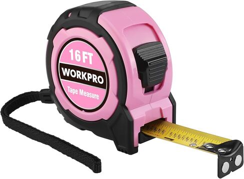 شريط قياس WORKPRO بطول 25 قدم، شريط قياس سهل القراءة بنسبة 1/8 جزء، دقة شريط قياس طلاء النايلون القابل للسحب 1/32، خطاف مغناطيسي، مشبك حزام، غلاف واقي مطاطي in Kuwait