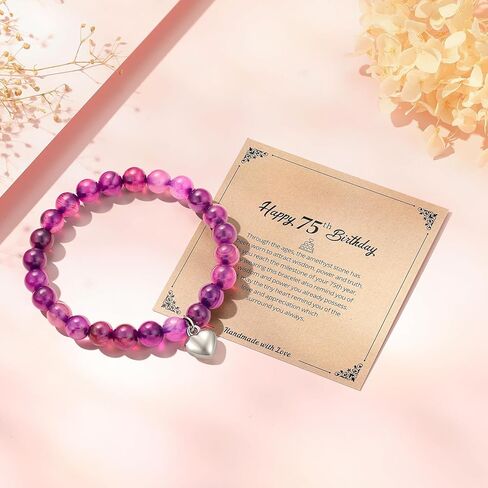 Ralukiia 30th/40th/50th/55th/60th/65th/70th/75th/80th/90th Birthday Gifts for Her, Bead Bracelet for Women with Meaningful Message Card & Gift Box in Saudi Arabia