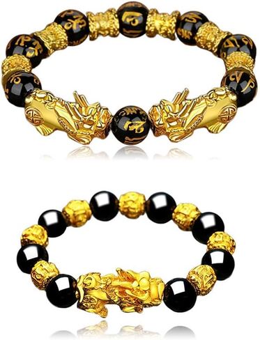 BEAUTEVER Feng Shui Lucky Nafu Wealth Bracelet Pi Xiu Pi Yao Black Beads Obsidian Friendship Charm Bracelet for Men Women Adjustable Set in Saudi Arabia