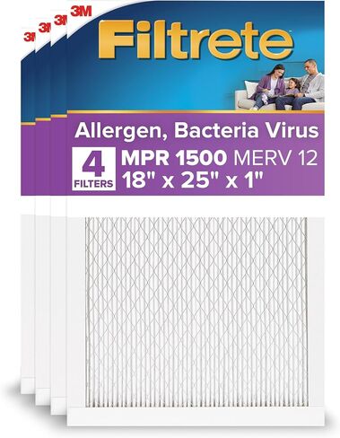 Filtrete 12x24x1 Air Filter, MPR 1500, MERV 12, Healthy Living Ultra-Allergen 3-Month Pleated 1-Inch Air Filters, 4 Filters in Saudi Arabia