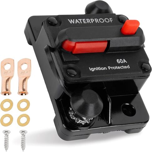 BlueStars 50Amp Circuit Breaker for Boats Cars Trolling Motors Marine Vehicles Winches ATV Electronic Battery System with Manual Reset, Water Proof, 12V-48V DC in Saudi Arabia