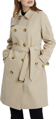 Orolay Women's Mid-length Jacket Double Breasted Trench Coat with Belt in Kuwait