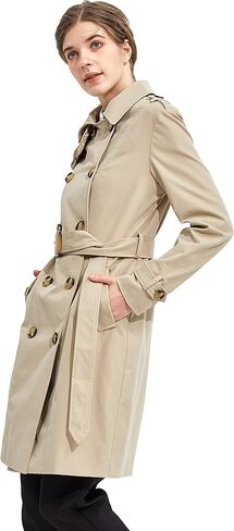 Orolay Women's Mid-length Jacket Double Breasted Trench Coat with Belt in Kuwait