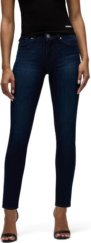 Hudson Jeans Women's Barbara High Rise Super Skinny Jean, Noir Coated, 27 in Saudi Arabia