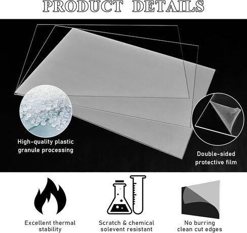 Roowest 2 Pcs 24 x 48" Clear Acrylic Sheet Panels 1/4'' Thick Transparent Cast Sheet Plastic Panels Sheets Acrylic Board Acrylic Panel with Protective Film for Craft DIY Projects Sign in Saudi Arabia