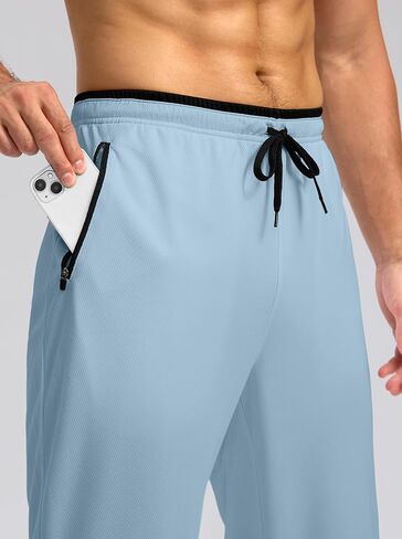 G Gradual Men's Sweatpants Open Bottom, Workout Pants with Zip Pockets Mesh Lightweight for Running, Athletic, Lounge (2PCS: Black/Navy, Small) in Saudi Arabia