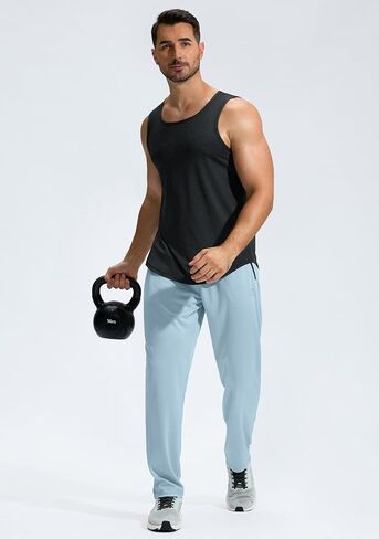 G Gradual Men's Sweatpants Open Bottom, Workout Pants with Zip Pockets Mesh Lightweight for Running, Athletic, Lounge (2PCS: Black/Navy, Small) in Saudi Arabia